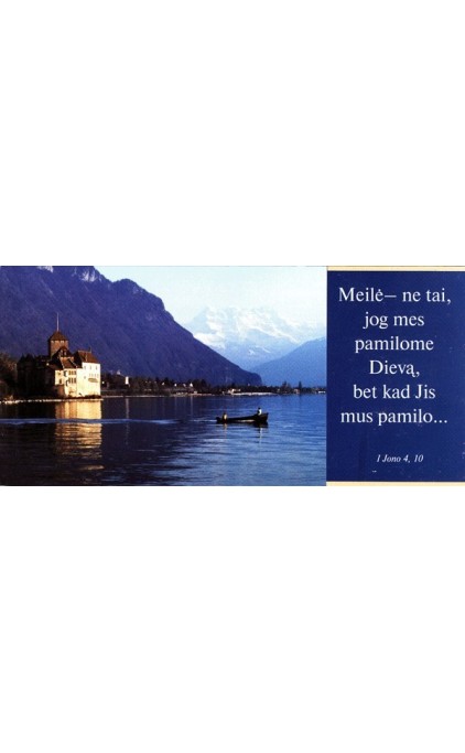 Atvirukais su Biblijos tekstu "Pilis ant ežero kranto"